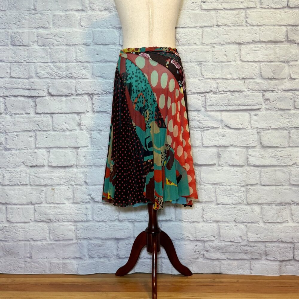 Fuzzi Sheer Patchwork Midi Skirt - image 2